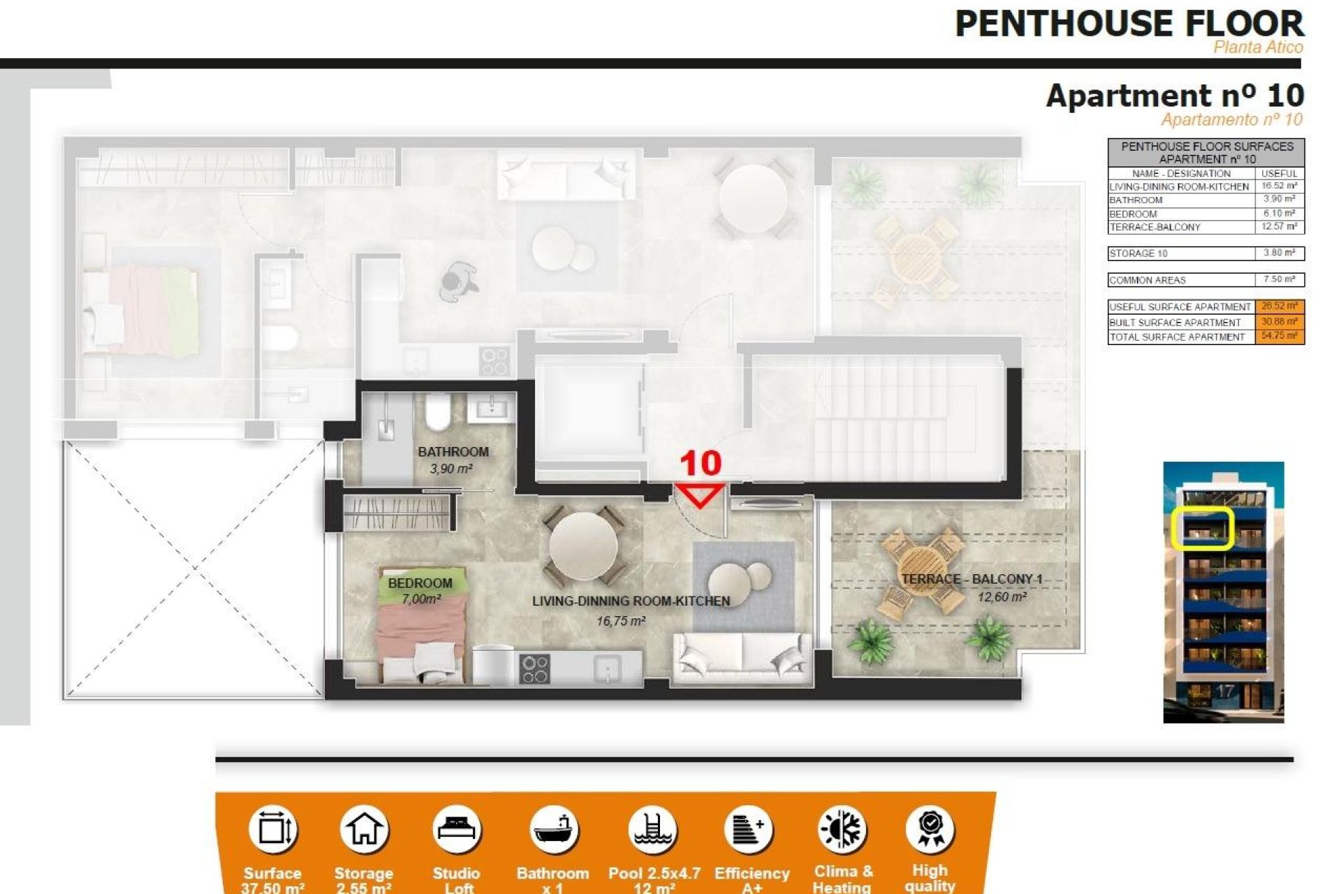 Neue Gebäude - Penthouse -
Torrevieja - Playa del Acequión